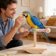 thumbnail image 5 of Natural Wooden Parrot Training Stand Play Gym with Chewing Exercise Activity for Small and Medium Birds, 5 of 5