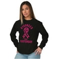 thumbnail image 3 of Stronger Than Yesterday Breast Cancer Women Plus Size Long Sleeve Graphic Tee Brisco Brands 2X, 3 of 5