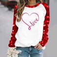 thumbnail image 2 of VALMASS Chandails en Molleton à Col Rond pour Femmes de la Saint-Valentin Manches Raglan Hauts Décontractés Mode Imprimé Cœur Pull Blouses (2TG, B Rouge), 2 of 4