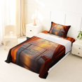 thumbnail image 5 of jejeloiu Sunset Ocean Twin Sheets,Hawaii Sea Holiday Bedding For Boys,Orange Black,3 Pieces,1 Fitted Sheet and 1 Pillowcase, 5 of 6