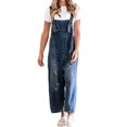 thumbnail image 2 of Sleeveless Women Casual Denim Jumpsuit Loose Wide Leg Jeans Oversall Bib Pants, 2 of 4