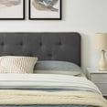 thumbnail image 4 of Platform Bed Frame, Queen Size, Fabric, Wood, Grey Gray, Modern Contemporary Urban Design, Bedroom Master Guest Suite, 4 of 10