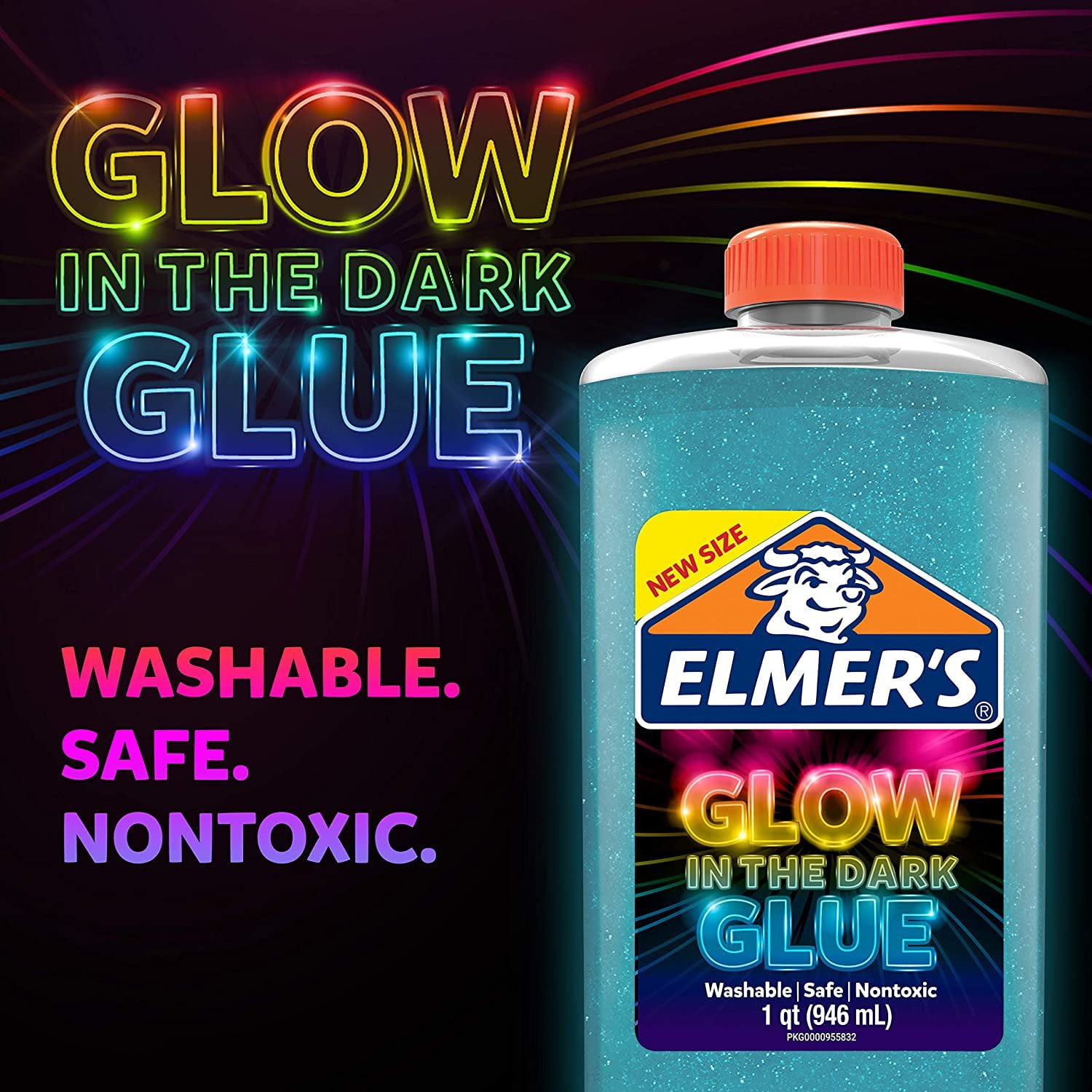 Elmer's Glow in the Dark Liquid Glue, Washable, Blue, 1