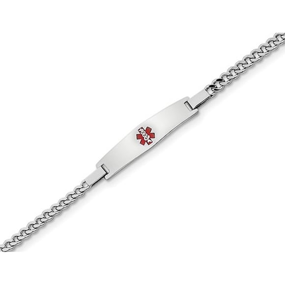 Ladies Medical ID Link Bracelet in Sterling Silver 7.5 Inches