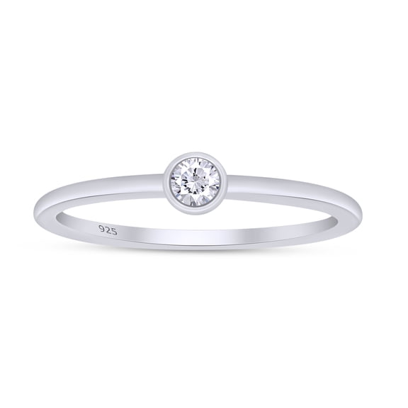 2.5MM Round Cut Lab Grown Diamond Accents Solitaire Stackable Engagement Ring In 14K White Gold Over Sterling Silver(G-H Color,SI1-SI2 Clarity,0.07 Cttw)-5
