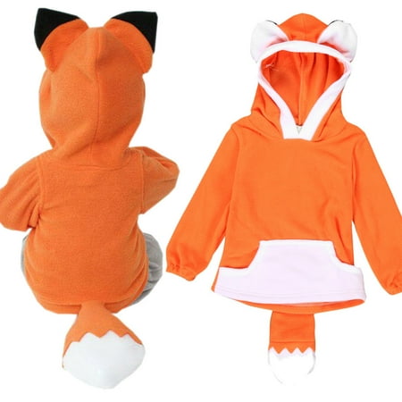 

Child Cartoon Design Fox Baby Hooded Boy Girl Jacket Outwear Coats Kids Clothing