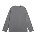 thumbnail image 5 of Mens Long Sleeve Shirts Men's Solid Color Round Neck Long Sleeved Casual Sports Fashion Fitness Clothes Dark Gray L, 5 of 6