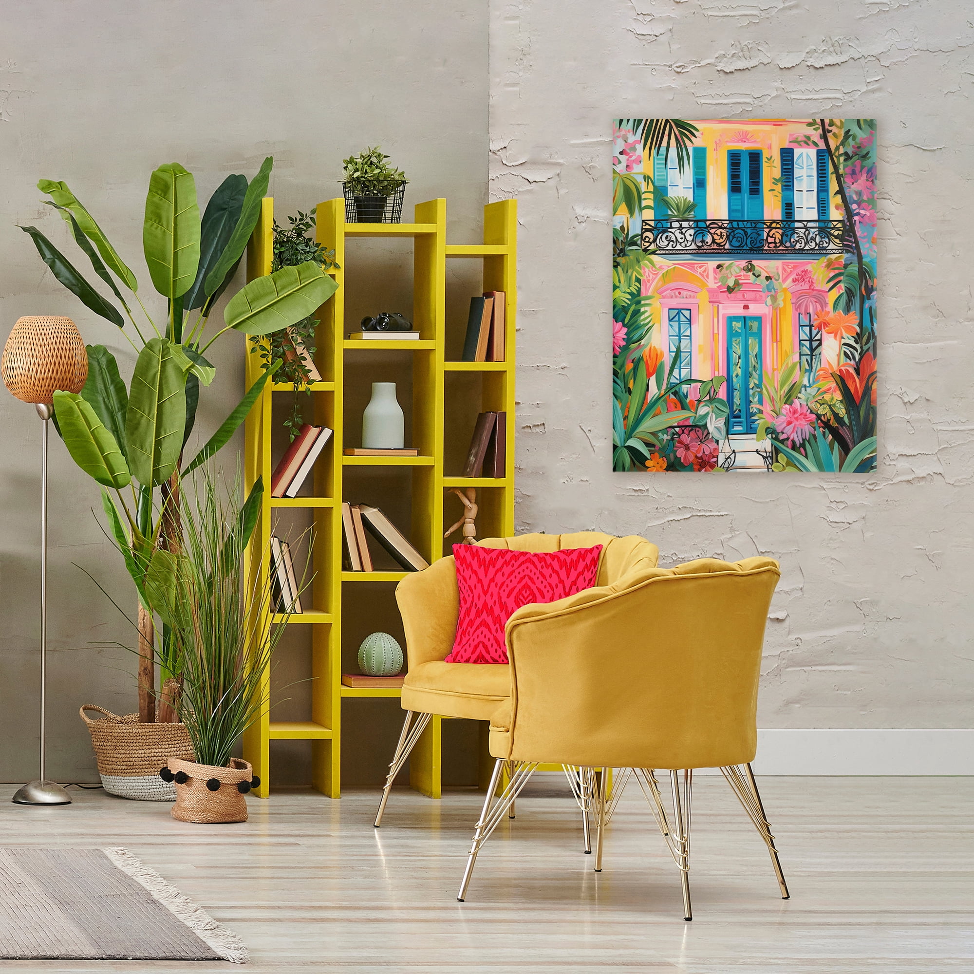 Stupell Industries Colorful Facade with Tropical Garden Canvas Wall Art, design by LSR Design Studio