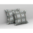 thumbnail image 3 of 20â€ White Brown Patterned Indoor Outdoor Zippered Throw Pillow, 3 of 5