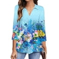 thumbnail image 2 of 2026 ! JINMGG Fall Long Sleeve Shirts for Women, Womens Summer Fall Tops 2026 Fashion Woman V Neck Three Quarter 3/4Sleeve T Shirt Autumn Printing Blouse Tops Sweatshirt, 2 of 6