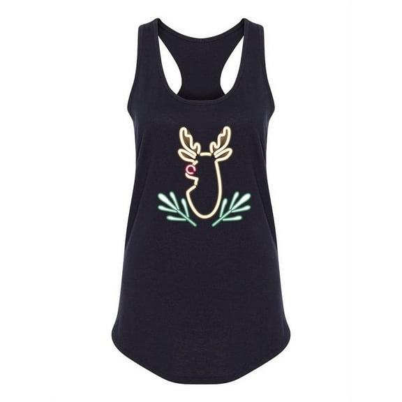 Christmas Deer Neon Design Tank Women -Image by Shutterstock, Female XX-Large