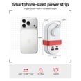 thumbnail image 3 of ORICO 65W 7-in-1 Portable Travel Power Strip with USB Ports – 4.4ft Flat Plug Extension Cord with 3 AC Outlets, 2 USB-A, 2 USB-C , Cruise Ship Approved Compact Charging Station(65W,WHITE), 3 of 8