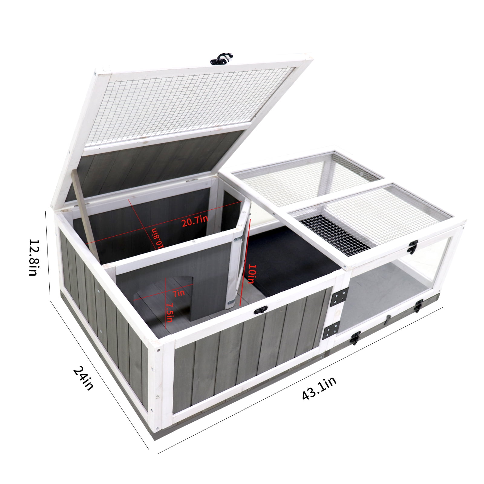 43" Upgrade Waterproof Tray, Activity Tray, Wooden Turtle House Indoor Small Animal Turtle Cage
