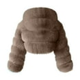 thumbnail image 4 of DDAPJ pyju Women's Faux Fur Cropped Jacket 2023 Clearance,Long Sleeve Zip Up Fluffy Fleece Outerwear Coats Plus Size Winter Warm Thick Hooded Jacket Trendy Short Tops S - 8XL, 4 of 5