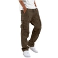 thumbnail image 3 of Zynoxe Cargo Pants for Men with Multi Pocket Comfy Elastic Waist Drawstring Trousers Fashionable Solid Color Hiking Pants Versatile Outdoor Tapered Jogger Pants, 3 of 9