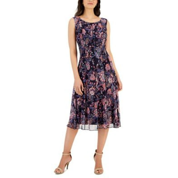 Connected Womens Sleeveless Chiffon Mid Navy 16