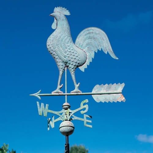 Copper Rooster Weathervane, Verdigris by