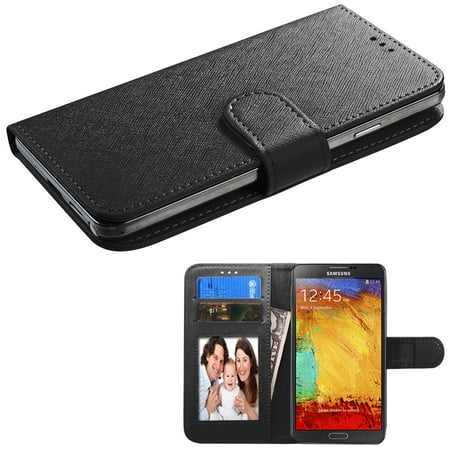 Insten Flip Wallet Leather Case Cover For iPhone 6 6S / Samsung Galaxy S6 Edge S5 Active Sport S4 Grand prime Sol / HTC Desire 610 510 626 M8 M7 / LG Tribute HD X Style Black (with Photo & Card