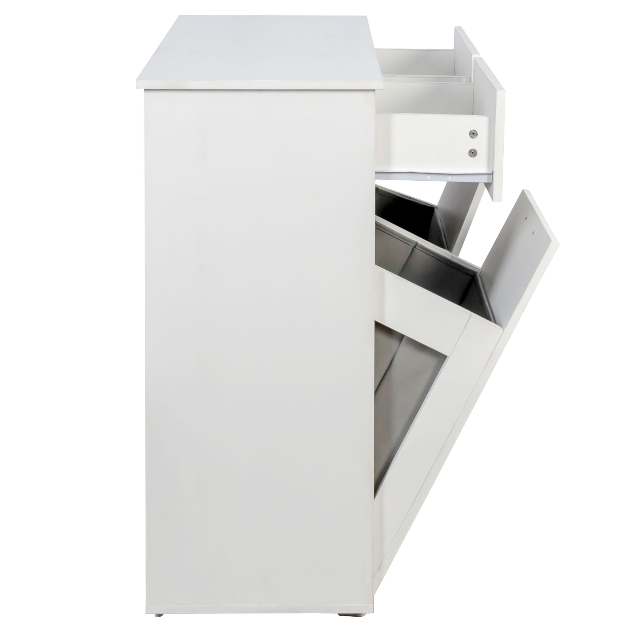 Noble House Double Laundry Cabinet with 2 Removable Laundry Baskets & Drawers, Tilt-Out Storage Cabinet, White