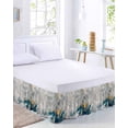 thumbnail image 2 of Teal Gray Gold Bed Skirt King Size, Modern Minimalist Abstract Gradient Art Wrap Around Bed Skirting with Adjustable Elastic Strap, Dust Ruffled Pleated Bedskirts 18 Inch Drop for Bedroom King Beds, 2 of 9