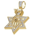 thumbnail image 3 of Real Diamond 0.65 Ct Star of David Hamsa Hand Evil Eye Jewish Chai Charm Pendant, 3 of 5