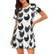 thumbnail image 1 of Fotbe Retro Rooster Bata de Dormir para Mujer con Estampado, Camisón de Algodón de Manga Corta, Ropa de Dormir Casual, 1 of 6