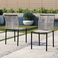 thumbnail image 2 of Side Dining Chair, Set of 2, Light Grey Gray, Stainless Metal, Outdoor Patio Balcony Cafe Bistro Garden Hospitality Restaurant, Modern Contemporary HB33603, 2 of 8
