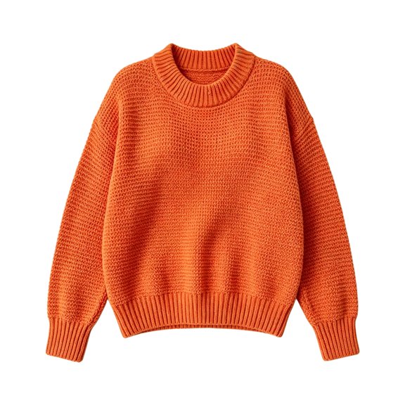 AUDeals Boys Girls Sweater, Toddler Kids Waffle Knit Crewneck Pullover, Casual Loose Fit Chunky Texture Knitted Sweater for Boys Girls (Orange, 13-14 Years)