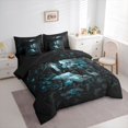 thumbnail image 2 of Homewish Gothic Halloween Skull 7pcs Queen Bedding,Blue Rose Flowers Bedding Comforter Set Queen,Black Reversible, 2 of 8