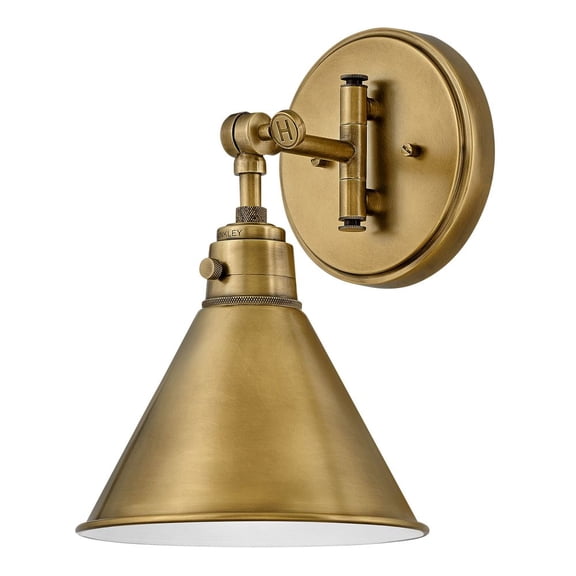 1 Light Small Wall Sconce In Transitional Style 7.5 Inches Wide By 12.25 Inches High-Heritage Brass Finish-Heritage Brass Shade Color Hinkley