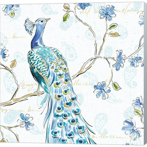 Peacock Allegory III White by Daphne Brissonnet, Canvas Wall Art