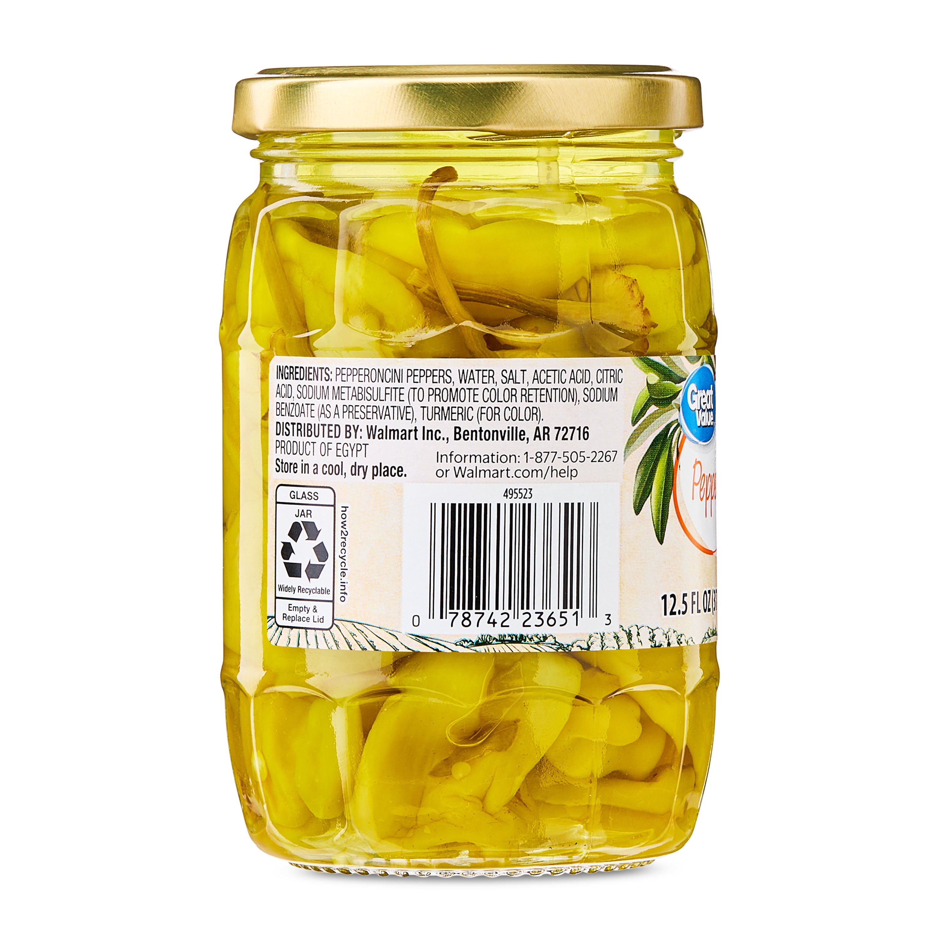 Great Value Whole Pepperoncini, 12 fl oz