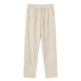 thumbnail image 2 of GLESTORE Mens Elastic Waist Pants Mens Lounge Pants with Pockets Summer Casual Light Khaki L, 2 of 3
