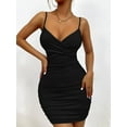 thumbnail image 2 of Summer women's sexy V-neck suspender skirt, hot-selling pleated hip-wrapped backless dress, 2 of 7