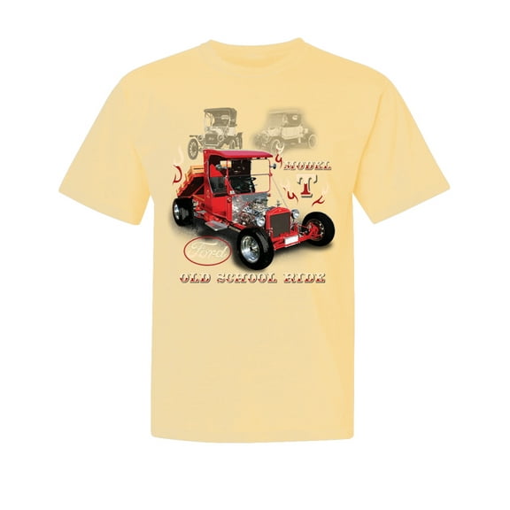 Wild Bobby, Ford Model T Roadster 1923 Old School Ride Classic Vintage, Cars and Trucks, Garment-Dyed Washed Look Short Sleeve Tees, Banana, X-Large