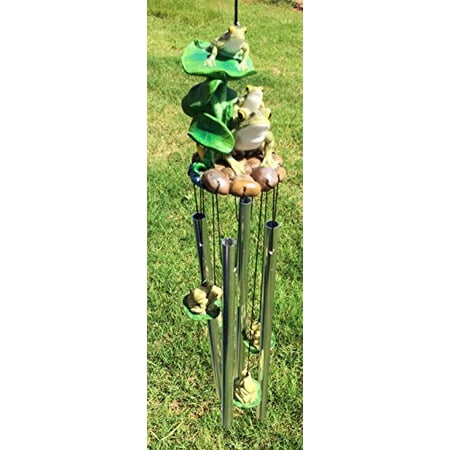 Pond Green Frog Family On Lily Pads Resonant Relaxing Wind Chime