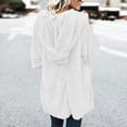 thumbnail image 6 of Women Hooded Cardigan Fuzzy Jacket Winter Open Front Fleece Coat Outwear with Pockets White XL, 6 of 7