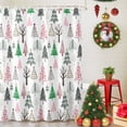 thumbnail image 5 of Pink Green Christmas Tree Shower Curtains for Bathroom, Waterproof Fabric Bath Curtains Decor, Bath Tub Curtain Winter Xmas Pine Trees Holiday Decorative Shower Curtain Sets with 12 Hooks, 72x72 Inch, 5 of 8