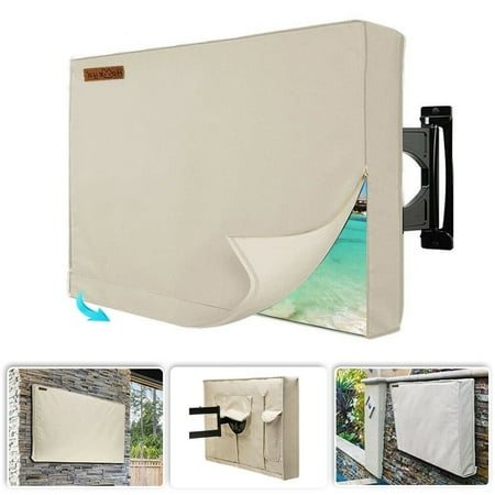 Outdoor TV Cover for 52 -55  Flat Screens  IC ICLOVER Weatherproof Weather Dust Resistant Television Protector with Waterproof Remote Pocket - Beige price history on PriceWatchPro