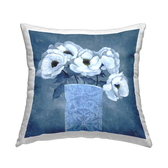 Stupell Industries Ornate Vase Flowers Decorative Printed Throw Pillow Design by Janet Tava.