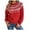 Red, variant on Lovskoo 2024 Sweaters for Women Long Sleeve Retro Contrasting Cable Knit Lantern Sleeve Pullover Sweater Top Black