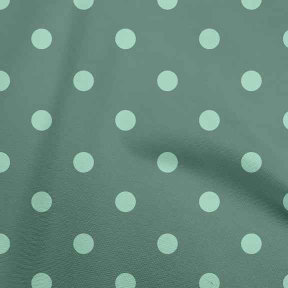 oneOone Polyester Lycra Dusty Teal Green Fabric Polka Sewing Craft Projects Fabric Prints By Yard 56 Inch Wide