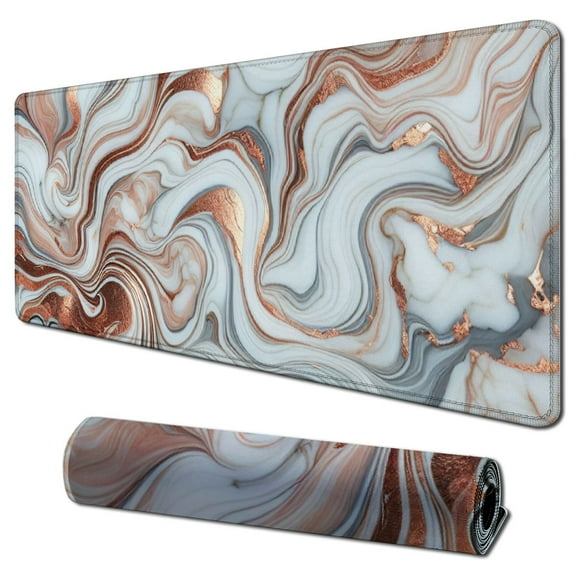 nygtbtfer Rose Gold Marble Desk Mat Cute Desk Decor Mouse Pad, Abstraction Metallic Large Gaming Mousepad, Women Keyboard Mat Computer Desk Pad for Work/Office/Home