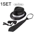 thumbnail image 7 of Slccxzc Adults Sequins Jazz Dance Hat with Necktie Sequin Fedora Hat Disco Party Accessories, 7 of 7