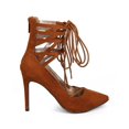thumbnail image 2 of New Women Breckelles Lydia-22 Suede Pointy Toe Caged Gilly Tie Stiletto Pump Sz, 2 of 6