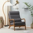 thumbnail image 1 of Indoor Leisure Arm Chair, Modern Linen Fabric Upholstered Accent Chair with Solid Wood Armrest & High Back, Single Sofa Lounge Reading Chair for Living Room Bedroom Office Studio, Dark Grey 1, 1 of 7