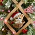 thumbnail image 4 of Taicans Acrylic Christmas Tree Ornament - Cute Kitten in Basket with Santa Hat & Holly Berries,3.14in Holiday Decoration,Perfect for Xmas Tree,Gift,Home Decor, 4 of 4