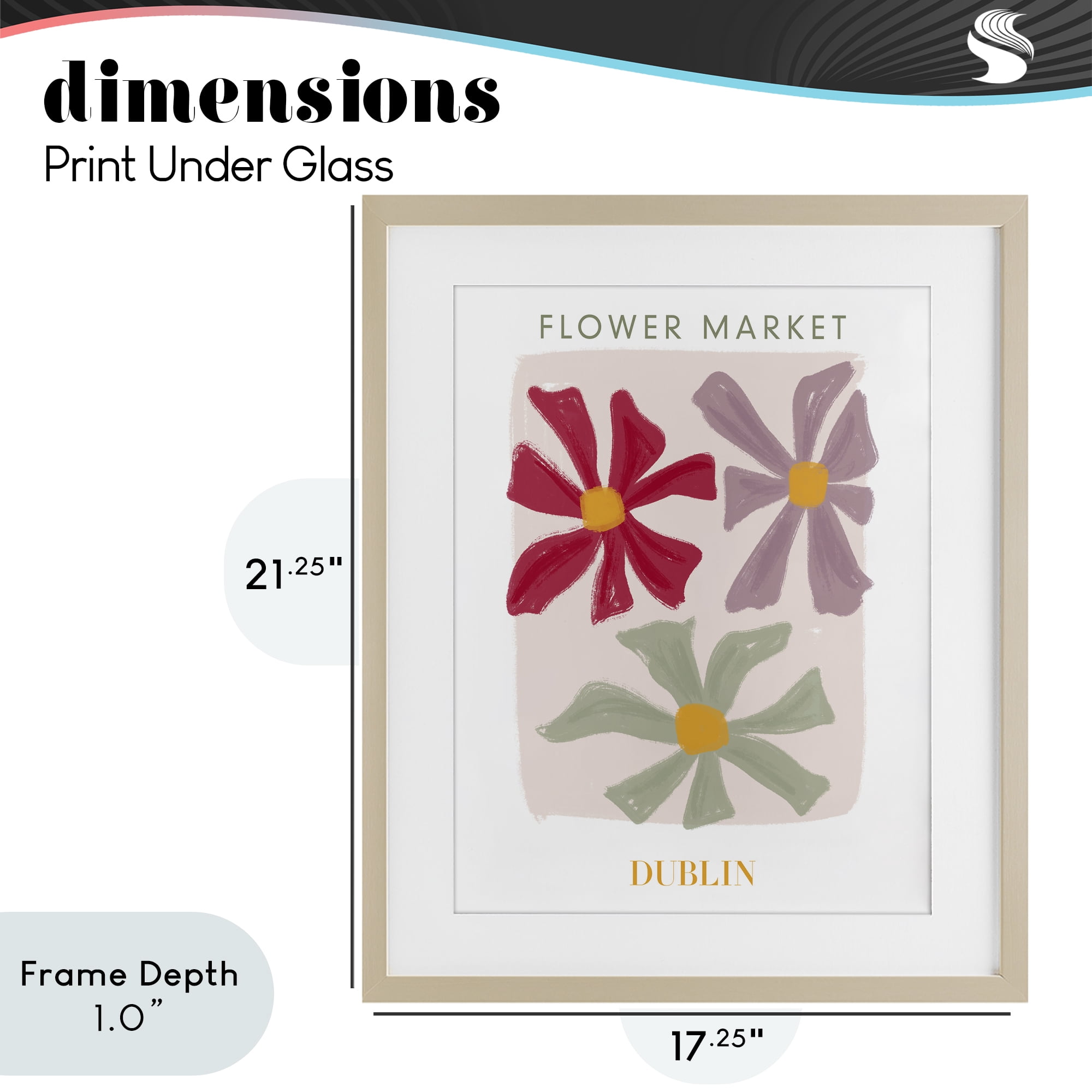 Stupell Industries Muted Dublin Flower Market Birch Framed Print Under Glass, design by Lucille Price