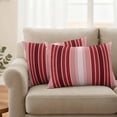 thumbnail image 3 of Outdoor Waterproof Pillow Covers Abstract Red Gradient Stripe Decorative Throw Pillow Protectors,Pillowcase Cushion Cases for Patio Sofa Garden Couch,20x12in,Pack of 2, 3 of 14