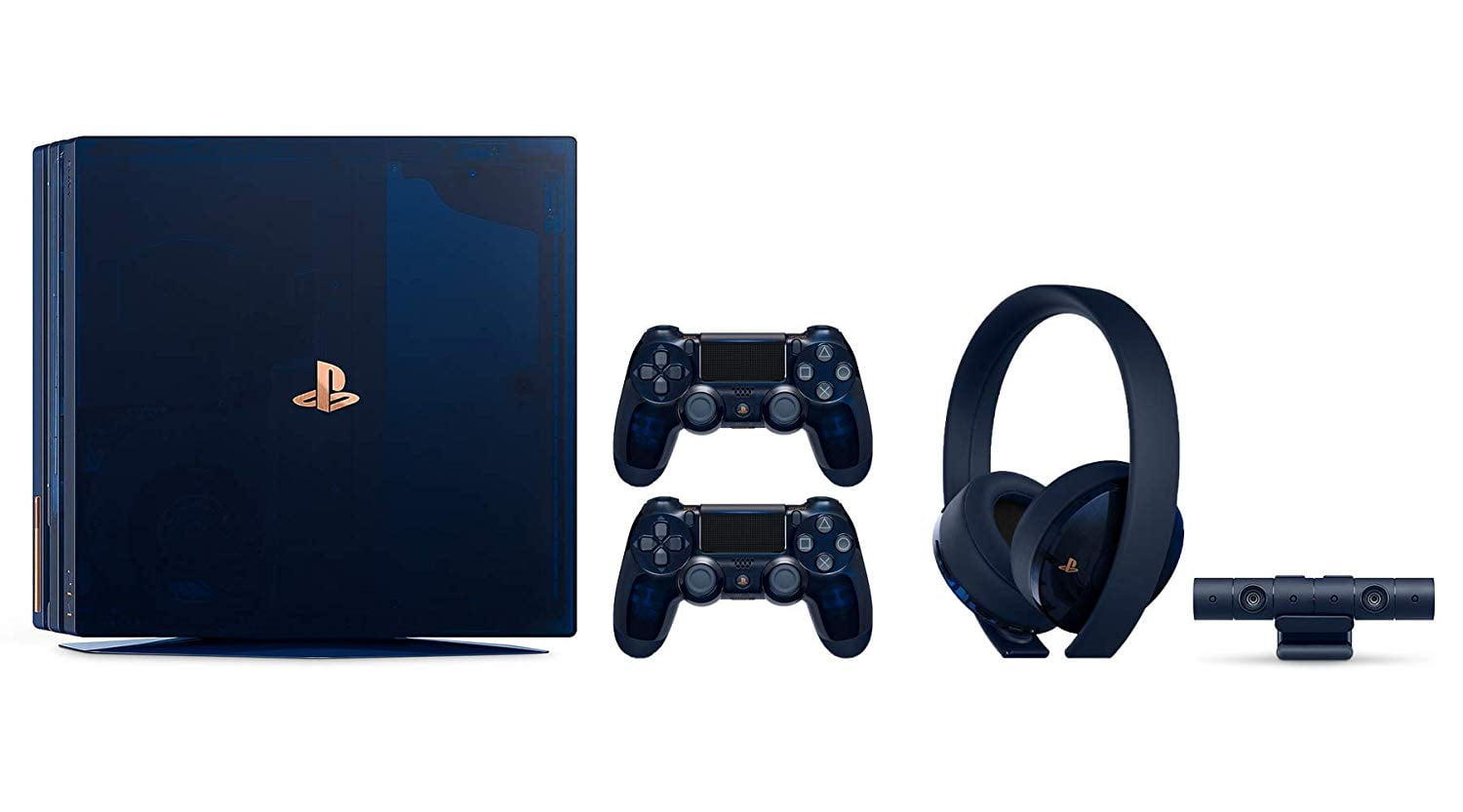 Playstation 4 PRO 500 Million Limited Edition Complete Collection:  Translucent Blue 2TB Playstation 4 Pro Bundle (Limited to 50,000 Units  Worldwide) with Extra Wireless Controller and Headset